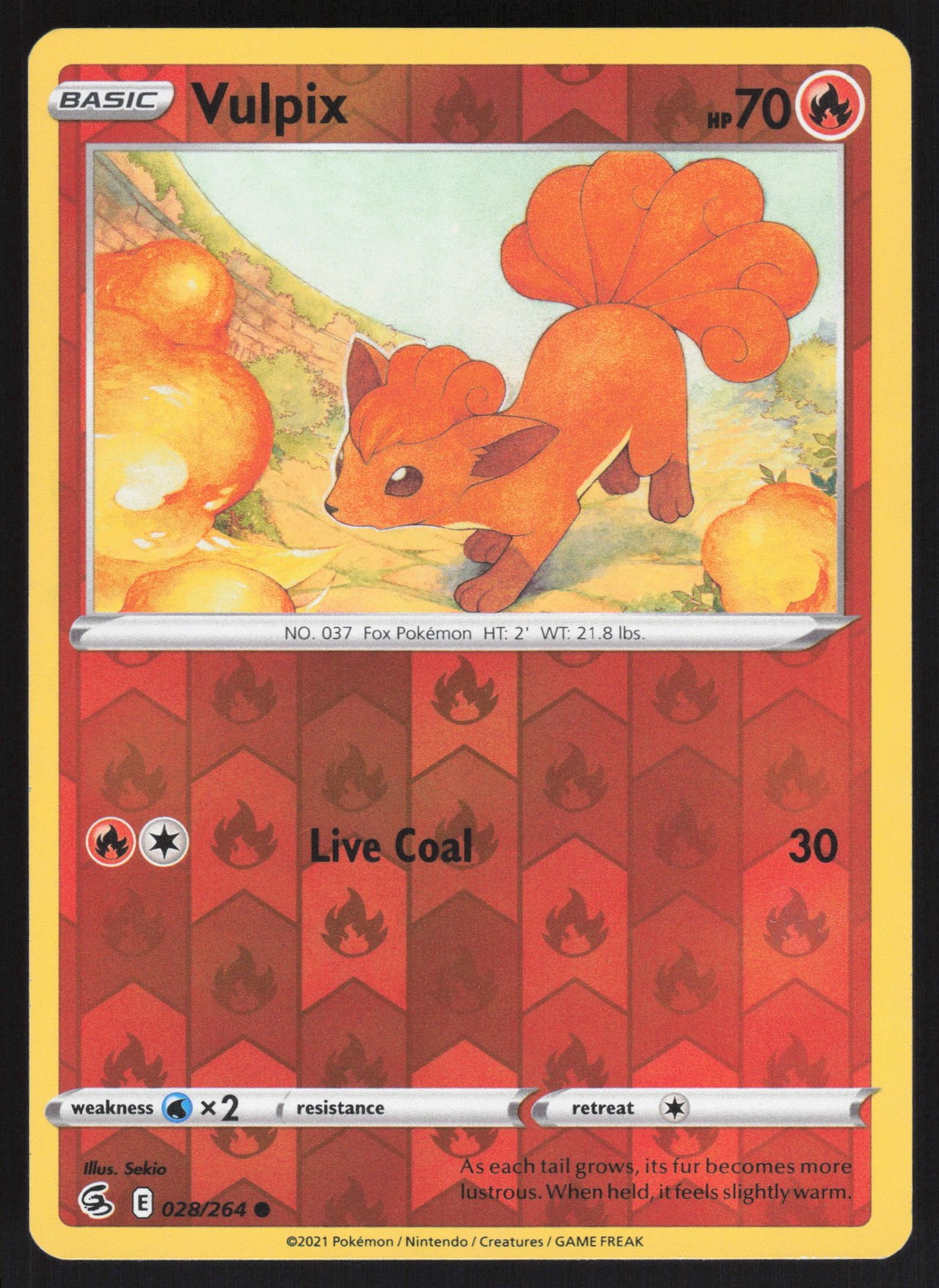 Vulpix (28) Common Reverse Holo 028/264 NM SWSH08: Fusion Strike Pokemon Card