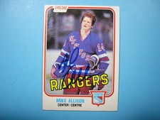 1981/82 O-PEE-CHEE HOCKEY CARD #221 MIKE ALLISON ROOKIE EX++ AUTO AUTOGRAPH OPC