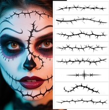 Free Duty Tax Halloween Body Face Scar Stitch Realistic Temporary Tattoos