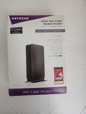 NETGEAR N600 WiFi Cable Modem Router Model C3700 Black with Power Cord