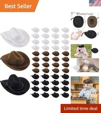 24 Pcs Mini Cowboy Hats for Dolls in Black, White, Brown - Craft  Decor