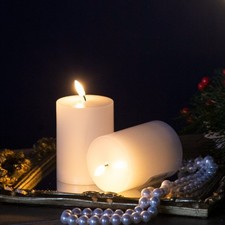 2x LED Candles, w/ Wick & Remote Control Timer 3X4" Classic Home Decor White