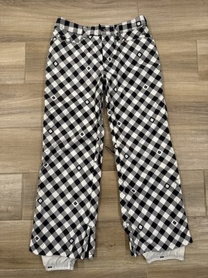 Burton Dryride Women's Snowboard Pants MEDIUM White Black Adjustable Waist Ski