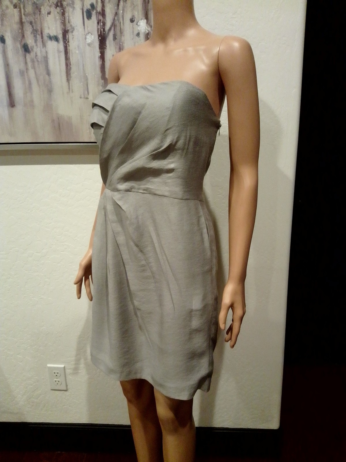 BCBG Generation Light Gray Strapless Pleated Deta… - image 2