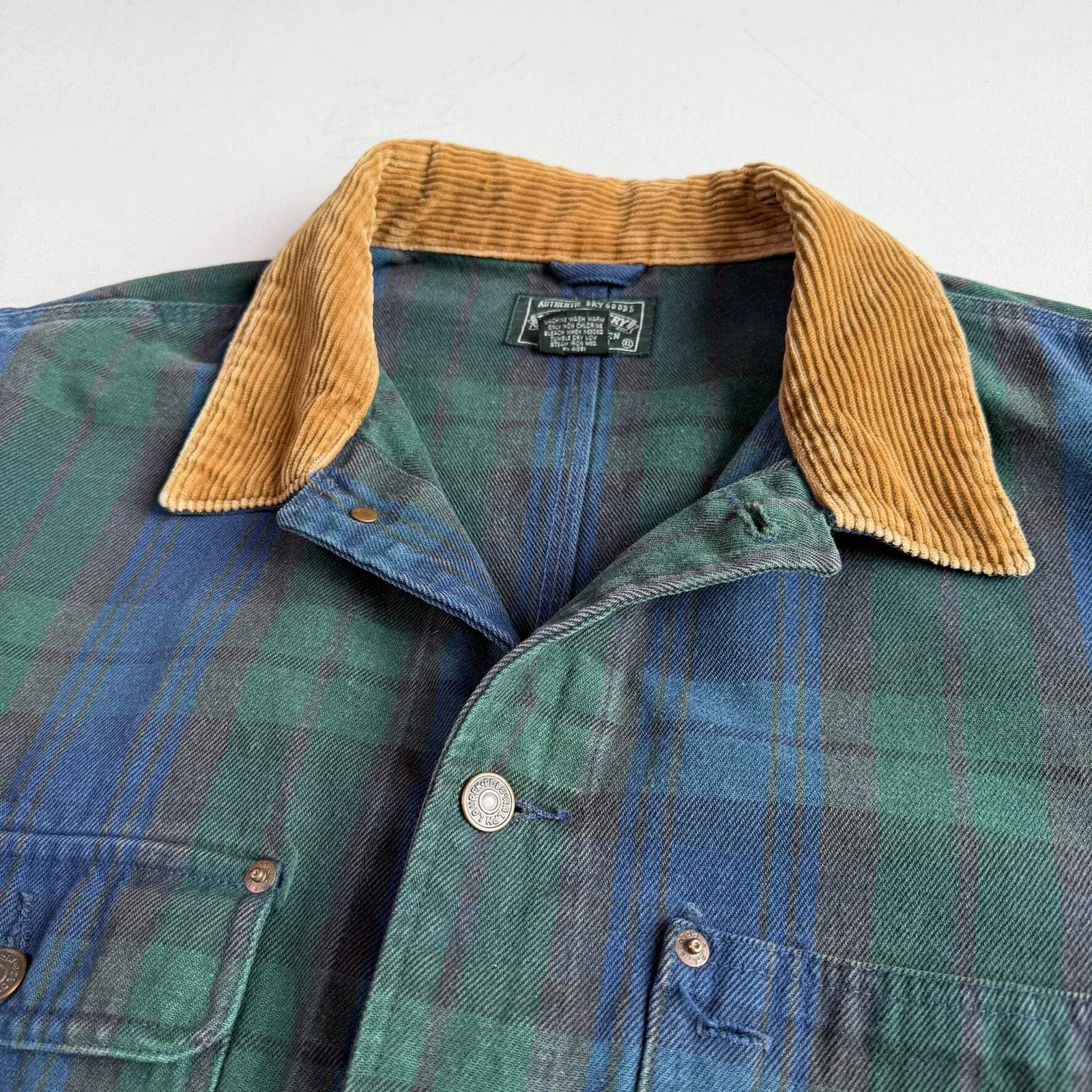 VNTG Ralph Lauren Polo Country (XL) Black Watch Denim Western Trucker Jacket - product detail image 8
