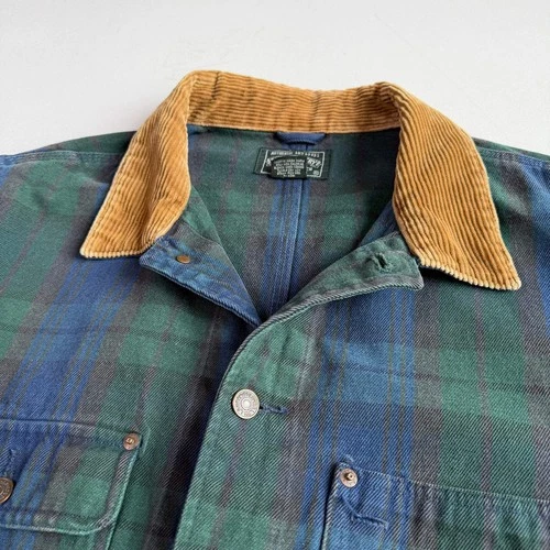 VNTG Ralph Lauren Polo Country (XL) Black Watch Denim Western Trucker Jacket image 8