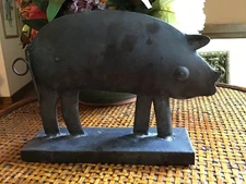 PIG Sculpture Farm Folk Art Metal  Primitive Rustic 8”X 11”