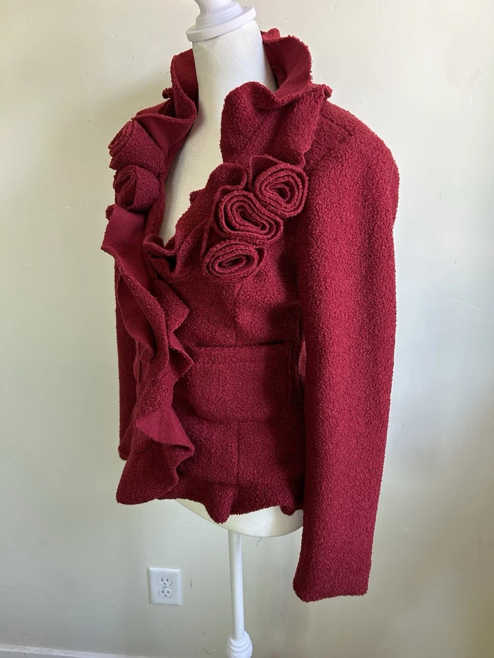 Chaqueta Blazer Boston Proper Para Mujer Talla 0 Floral Peluche Alta Costura Preppy Rojo Nueva Foto 2 de 4