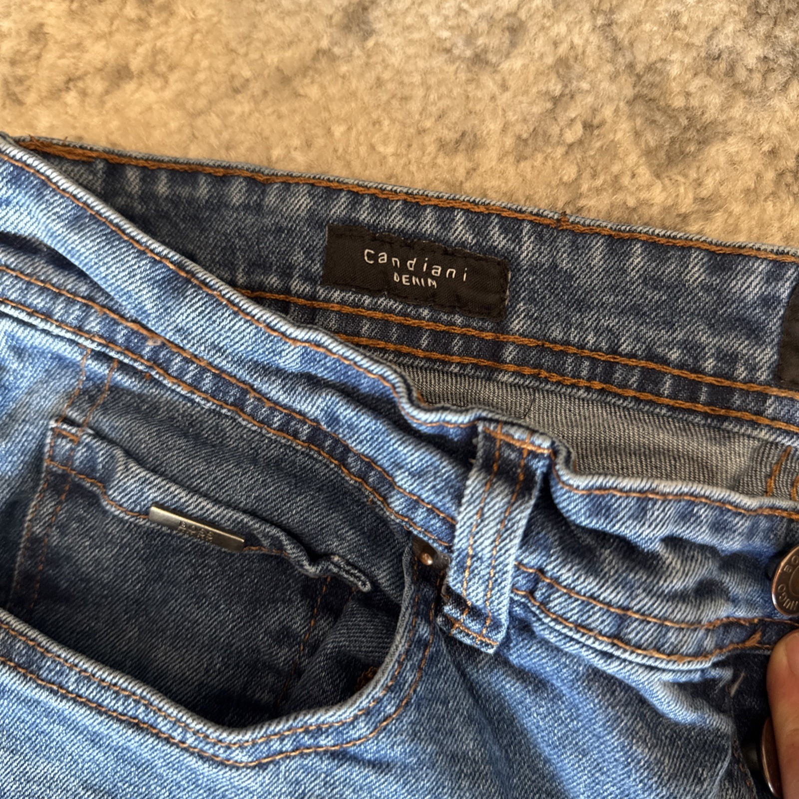 HUGO BOSS Jeans Blue Slim Tapered Stretch Denim Candiani Italy | Mens 34W/32L thumbnail 4