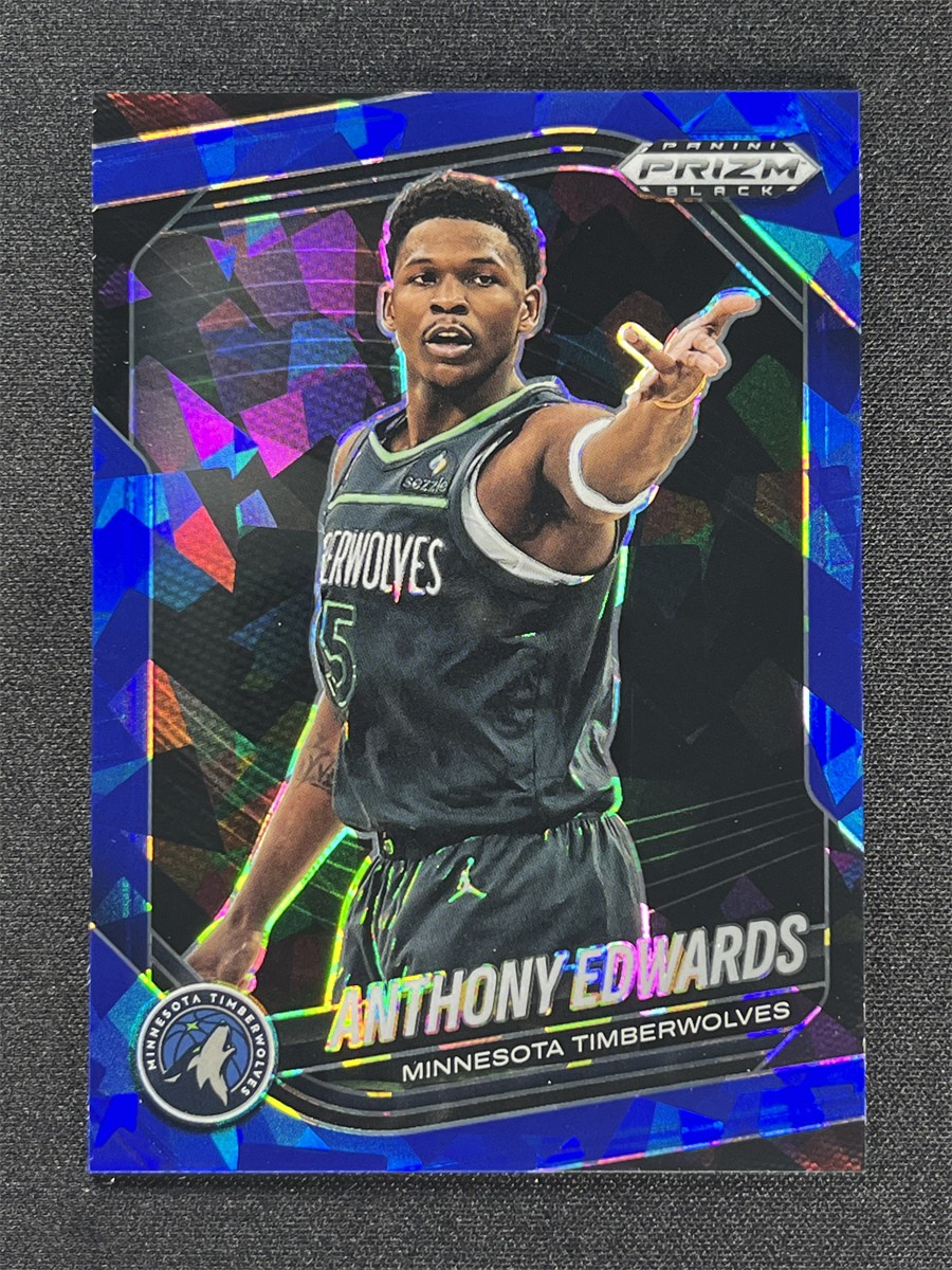 2024-25 Panini Prizm Black Anthony Edwards #17 Blue Cracked Ice Prizm /125