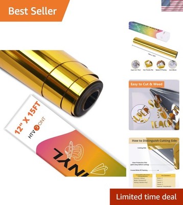 Gold Chrome Vinyl - 12'' x 15FT Gold Permanent Adhesive Vinyl for All Cutting ...