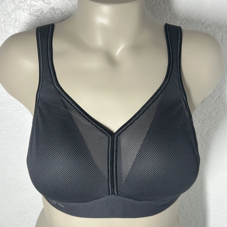 Sujetador deportivo inalámbrico Anita 40A negro antracita control de aire negro correa ancha Foto 2 de 4