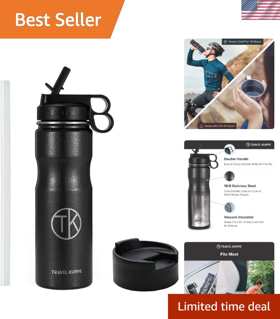 Vacuum Insulated Stainless Steel Bike Water Bottle with Stra
