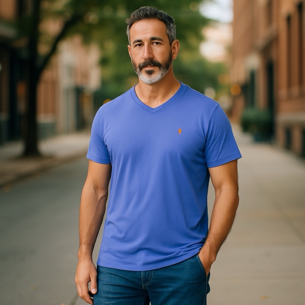 Polo Ralph Lauren scollo a V manica corta t shirt uomo 4XB logo pony ricamato