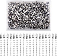 100Pcs Ball Beads Chain Bulk Silver Keychain Rings 4 Inch Dog Tag Metal Small