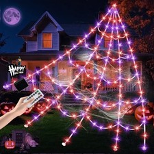 Halloween Spider Web Lights 550 LED Lighted Spider Web 16.4Ft Giant Antique
