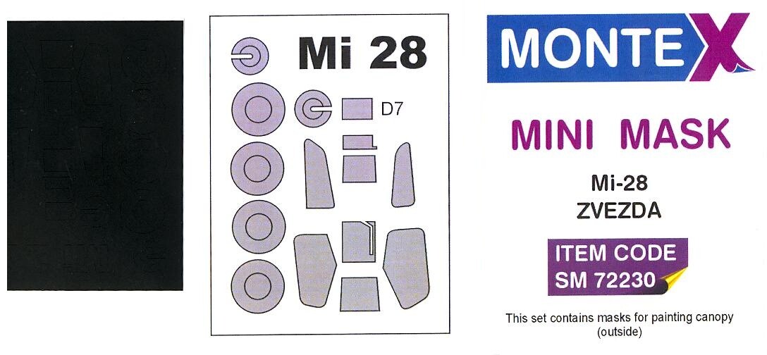 Montex 1/72 canopy masks Mi-28 for Zvezda Model kit - SM72230 Montex 1/72 canopy masks Mi-28 for Zvezda Model kit - SM72230