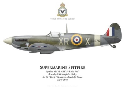 Print Spitfire Mk V, P/O Joseph Kelly, No 71 Eagle Squadron RAF (von G.Marie)