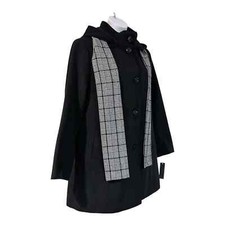 Size Xl Black Overcoat Plaid Scarf Nuage Mid-length Peacoat Business Formal Coat