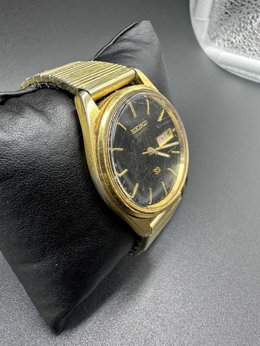 Vintage Seiko Day Date Gold Tone Watch 5Y23-8049 New Battery | eBay