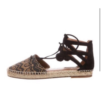 Aquazzura Belgravia Pom-Pom Embroidered Woven Espadrilles