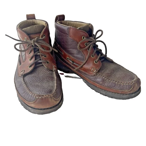 LL Bean Chukka Allagash Bison Brown Leather Moc Toe Boots Men's Size 10.5 244479