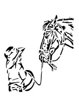 Schablone " Mädchen mit Pferd... " auf A4