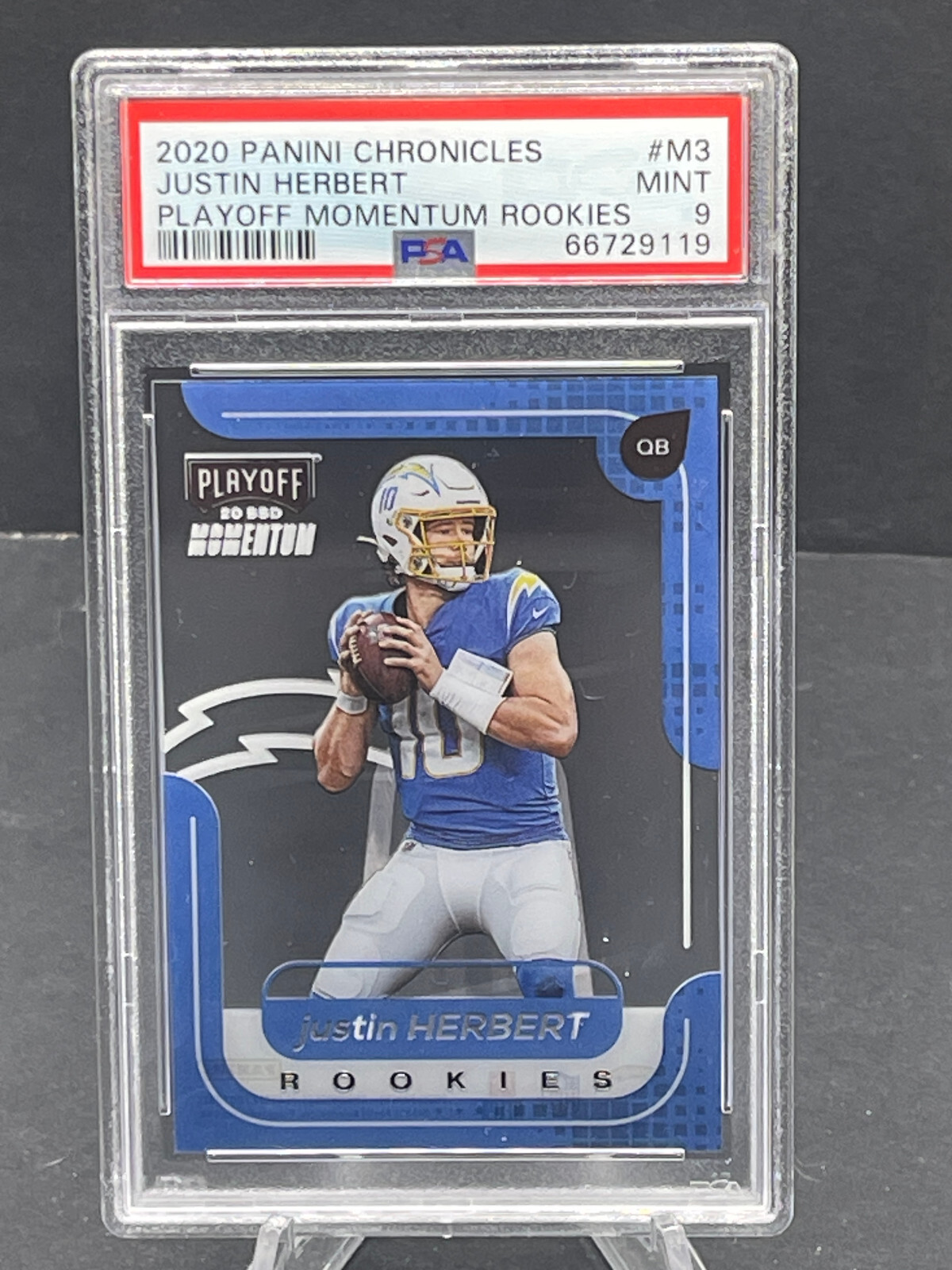 2020 JUSTIN HERBERT PANINI CHRONICLES PLAYOFF MOMENTUM RC #M3 PSA 9 MINT