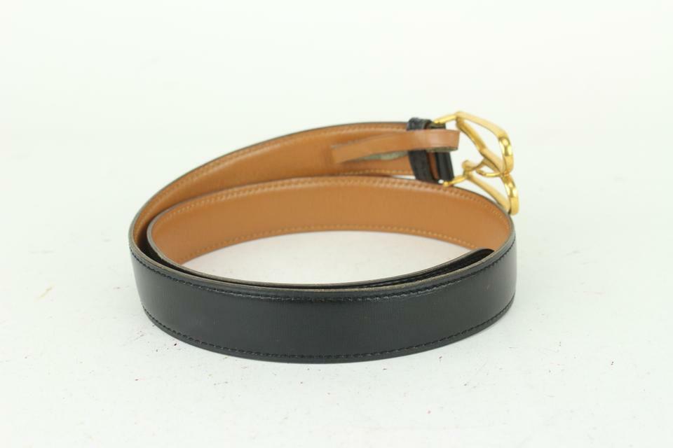 Hermes Cognac Leather Belt with Gold Horseshoe Accents Hermès Black x Gold Wishbone Horseshoe Belt 823her26 | eBay main image 3