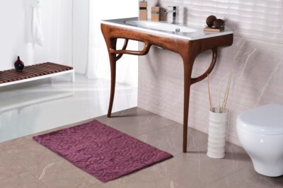 100% Turkish Cotton Bathroom Rug 24x38, Shique Abelia Purple