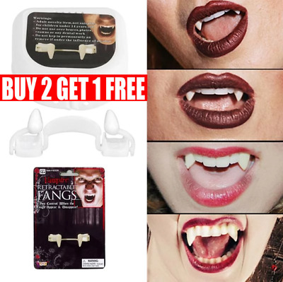 Halloween Retractable Vampire Teeth dentures zombie teeth fangs ...