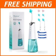Cordless Nasal Irrigation System - Electric Neti Pot with 6 Tips & 40 Salt Packs