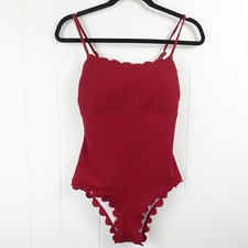 Shein Red Scalaped One Piece Swimsuit Medium