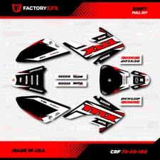 Black White & Red Shift Racing Graphics kit Fits 04-10 Honda Crf80 CRF 80 Decal