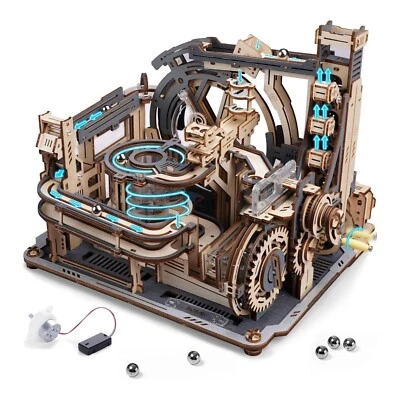 Robotime Puzzle Motorizzato in Legno 3D Pista delle Biglie Stazione Spaziale Giocattolo