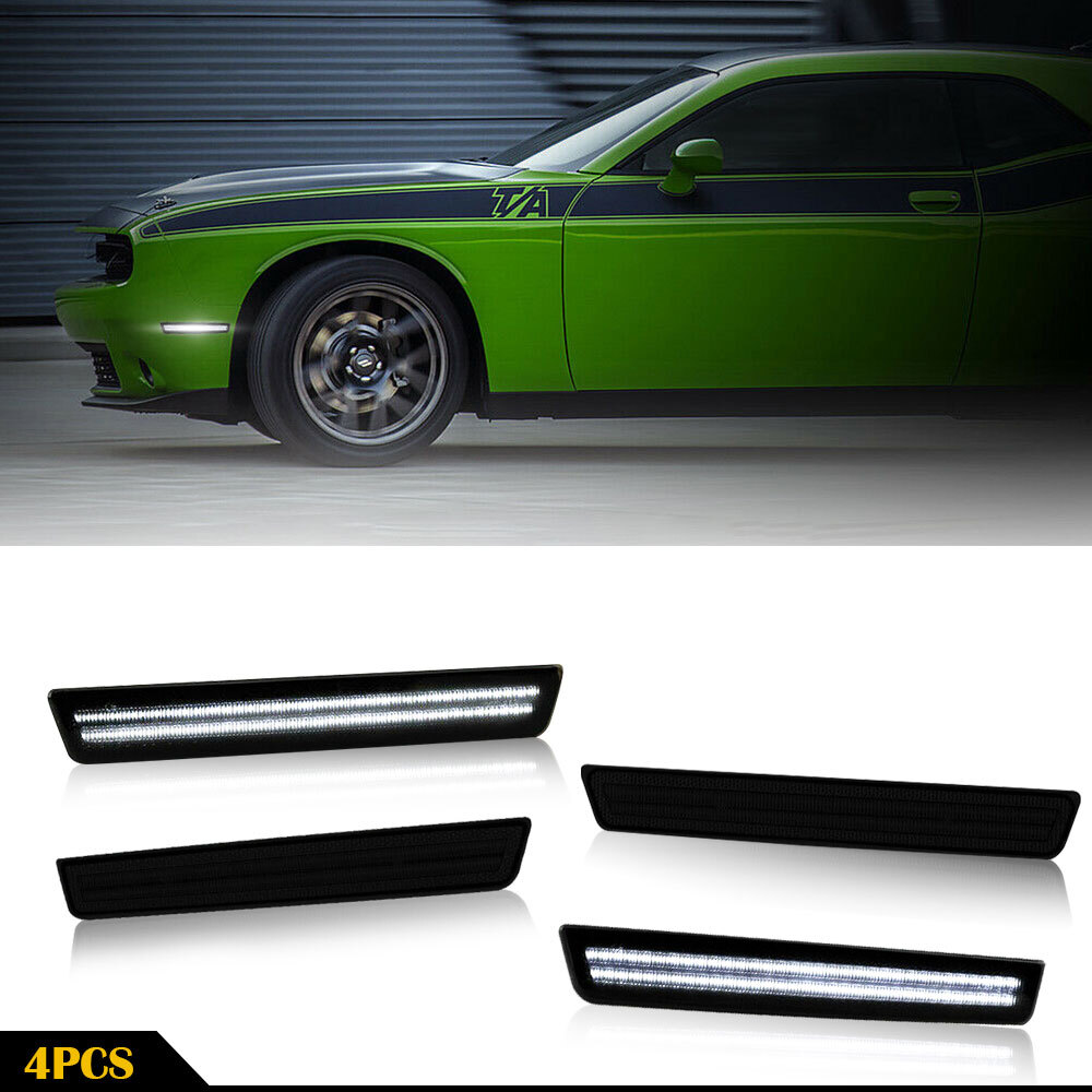2015-2021 Dodge Challenger Black LED Side Marker Lights Front & Rear Kit  