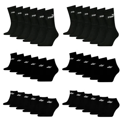Puma Socken Schwarz Sport Sneaker Quarter Strümpfe Herren Damen 6 12 18 24 Paar - Bild 1 von 4
