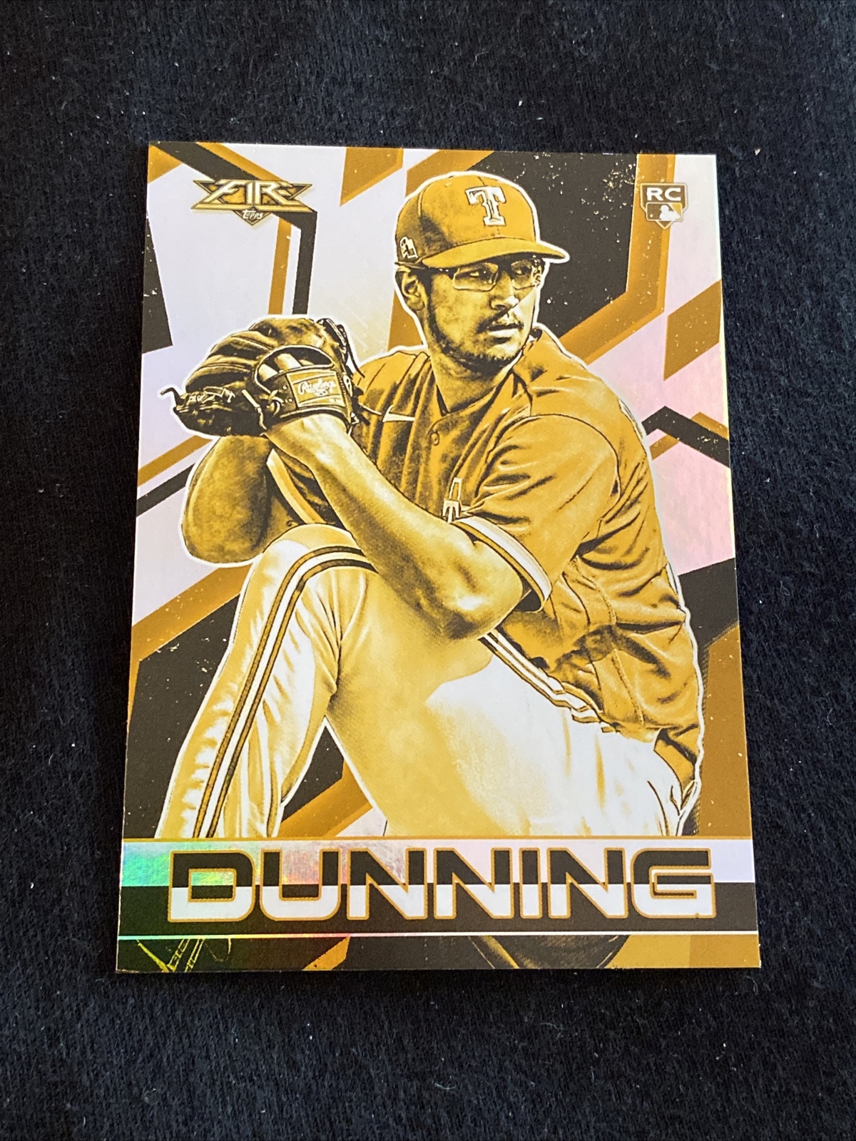 2021 Topps Fire Gold Minted Dane Dunning RC #23 Texas Rangers Rookie
