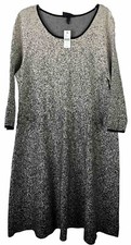 Lane Bryant 18/20 Heavyweight 3/4 Sleeve Knit A-Line Dress Black Brown Ombr NWT