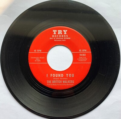 THE BRITISH WALKERS-TRY-502-DIDDLEY DADDY-I FOUND YOU-45RPM-1964 GARAGE ROCK VG