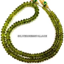 AAA Natural Green Peridot Faceted Rondelle Beads Oilish Peridot Gemstone Beads