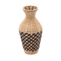 "Deko Natur Vase \"Cuadro\" | Schwarz / Natur | Geflochtene Stroh Vase, Bodenvase"