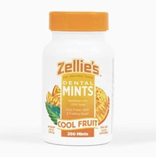 Zellie's 100% Xylitol Sugar Free Cold Fruit Mint Breath Mints Non-GMO(250 Count)