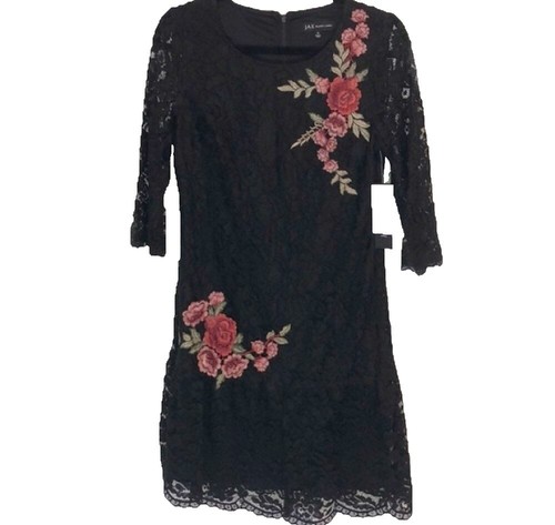 JAX women's black lace A- line dress with short sleeves size 6 | eBay