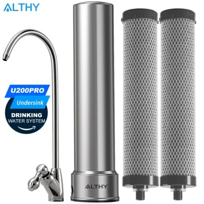 ALTHER Untertisch Wasserfilter Edelstahlgehäuse, Wasserhahn Set U200PRO 5in1