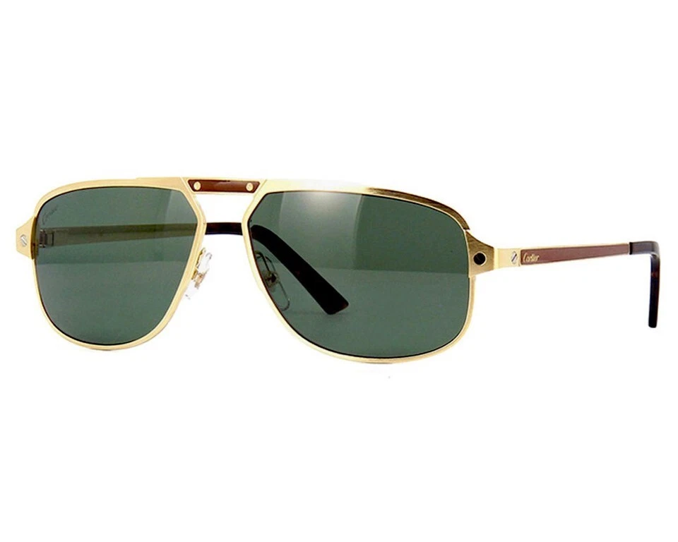 G2U with tags CARTIER Pilot Green Lens Gold Rim 6014140MM Mens Sunglasses CT0102 - Image 2 of 4