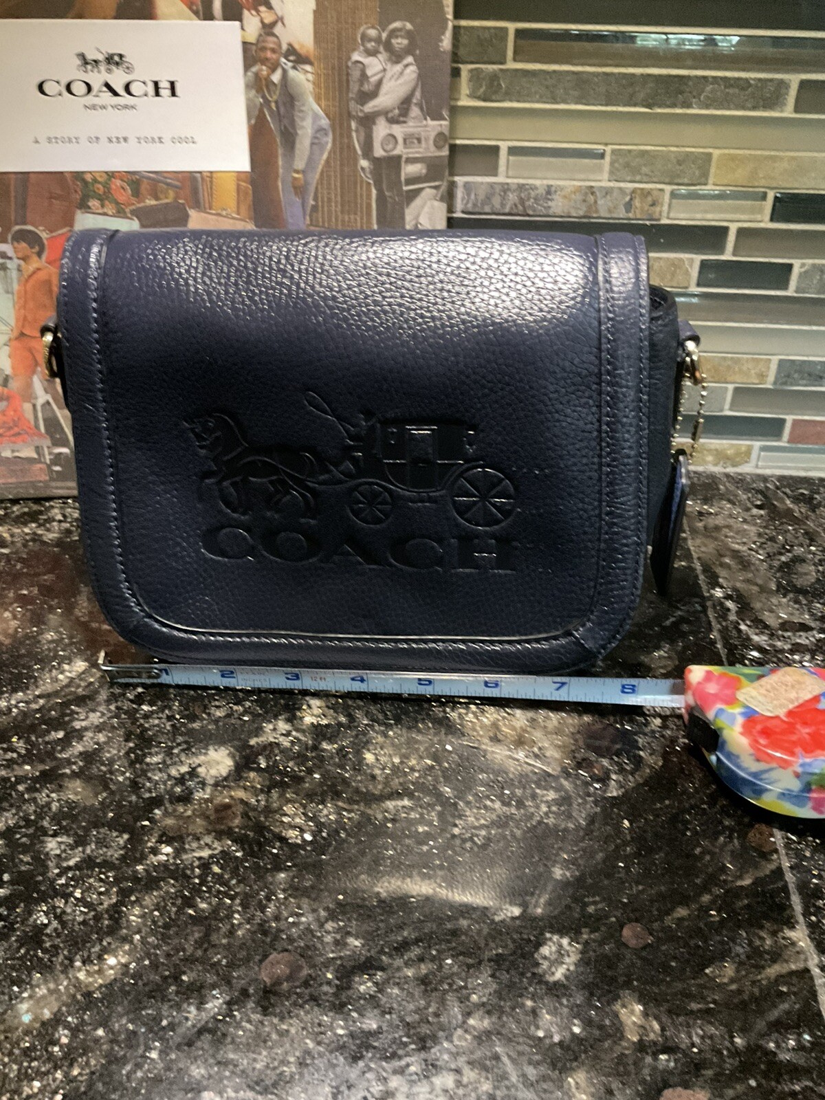 COACH Saddle Leather Horse & Carriage Crossbody Midni… Gem