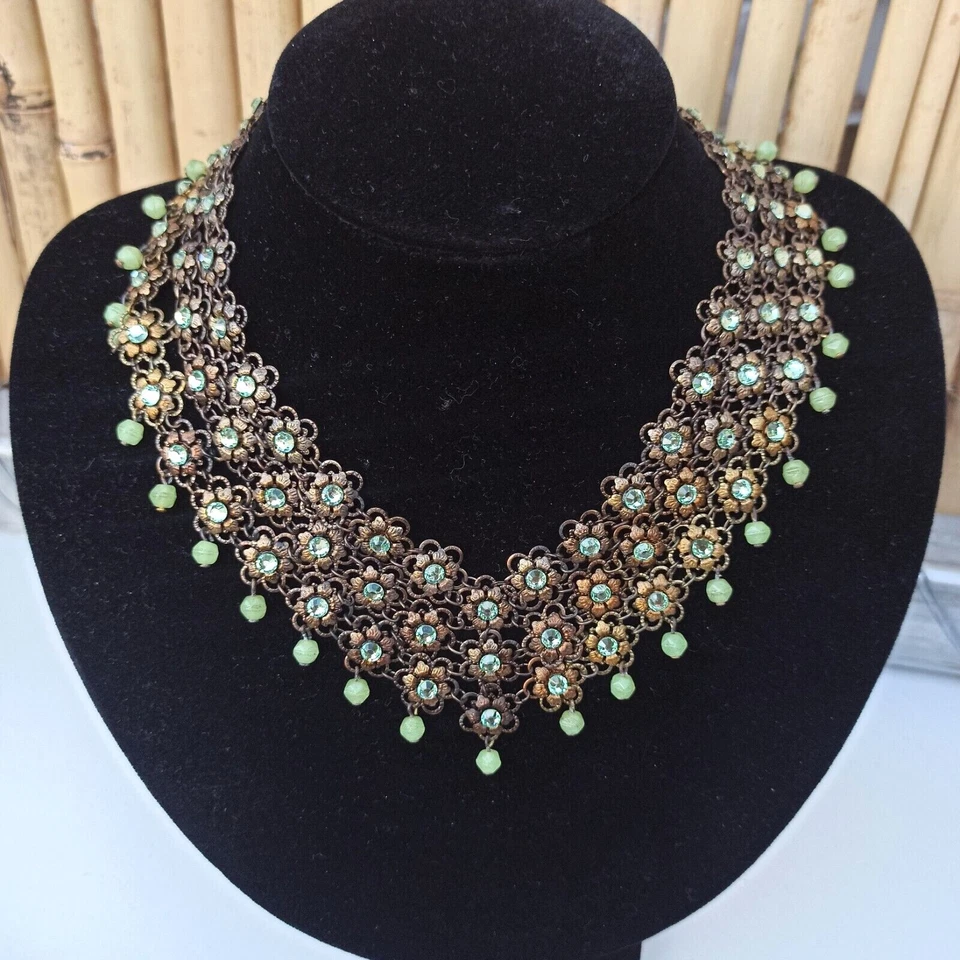 Michal Negrin V Collar Gargantilla Babero Araña Hadas Flores Bohemia Caja de Regalo Foto 4 de 4