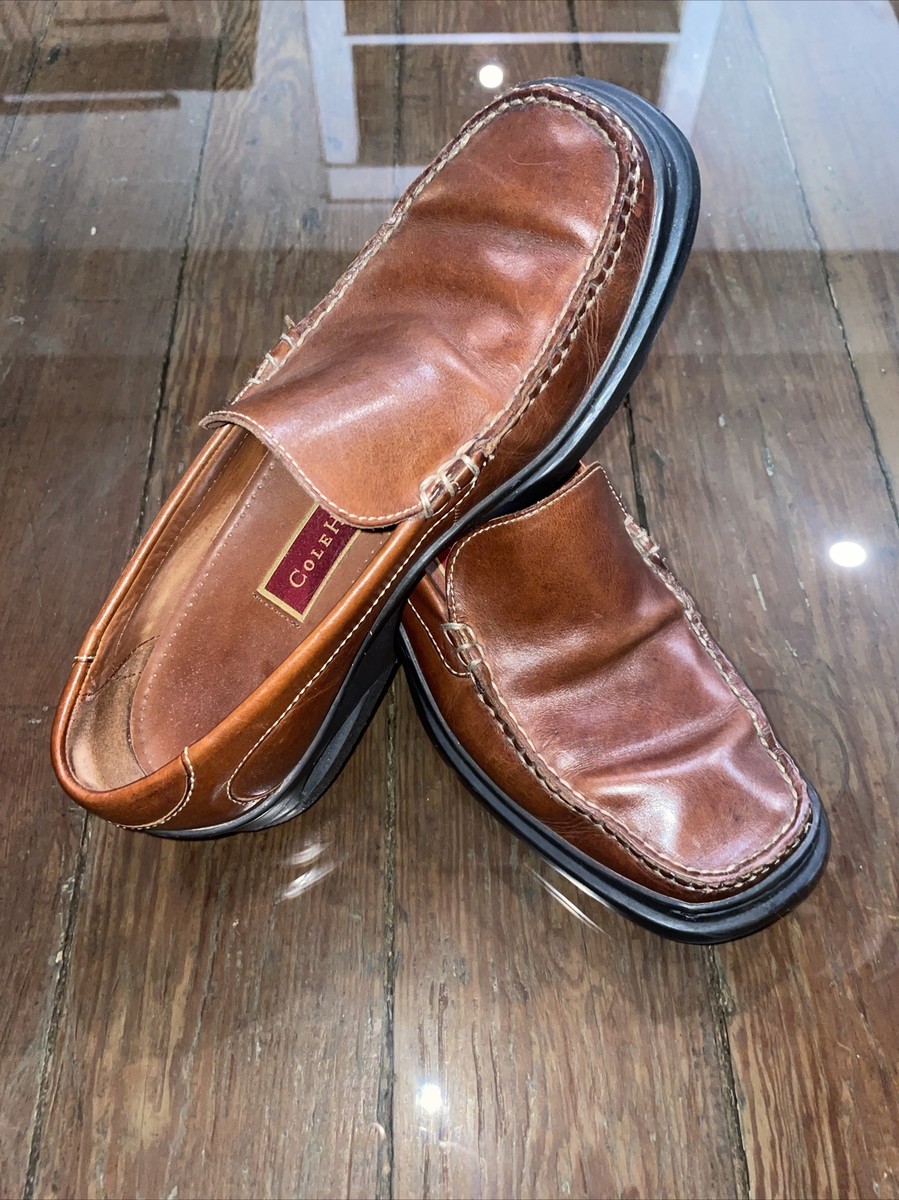 COLE HAAN Slip On Loafers Shoes Brown Leather Men display picture 1