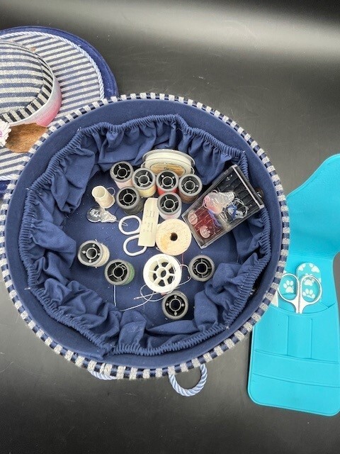 Vintage Hat Sewing Box Basket, Pin Cushion - Rare!